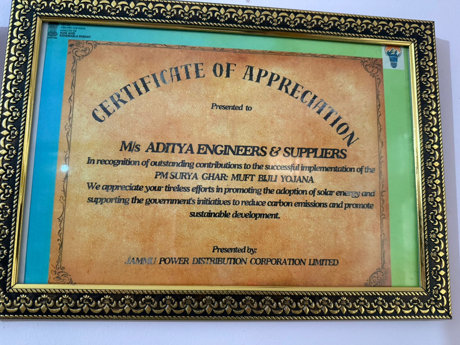Certificate of Appreciation